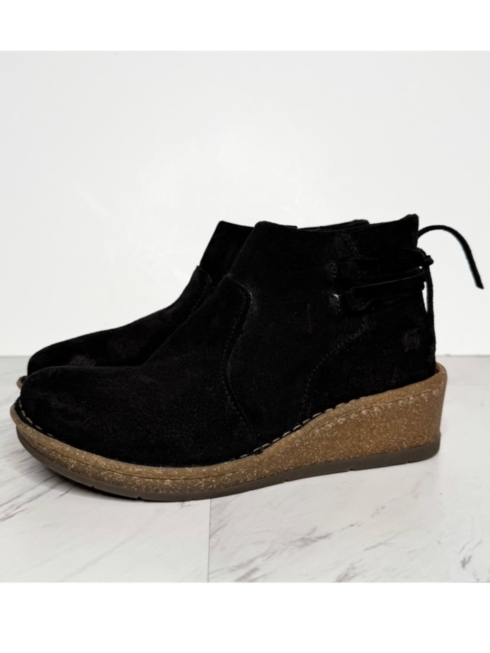 Born Viana Black Distressed Wedge Bootie 6 1/2